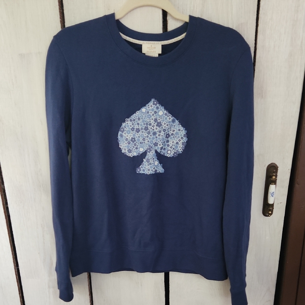 Kate Spade Navy Sweater with Floral Spade Design Small